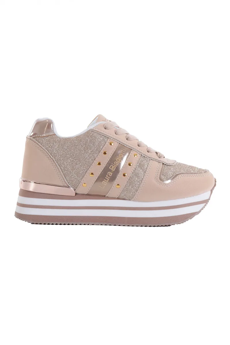 LAURA BIAGIOTTI ΠΑΠΟΥΤΣΙΑ SNEAKERS ΜΕ ΛΑΜΨΗ ΚΑΙ ΤΡΟΥΚΣ ΜΠΕΖ