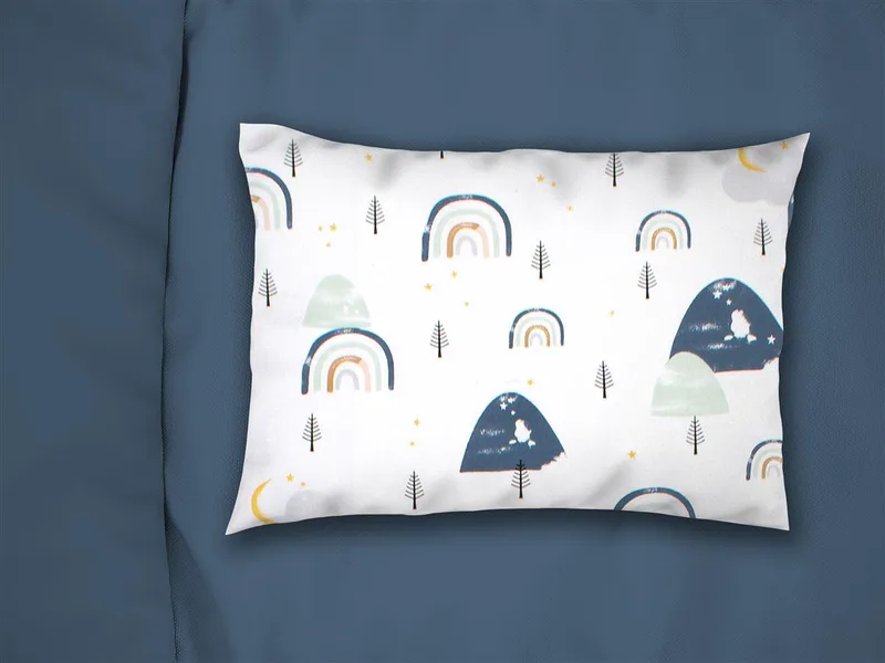 Μαξιλαροθήκη Εμπριμέ kids Rainbow 574 50X70 White-Blue 100% Cotton