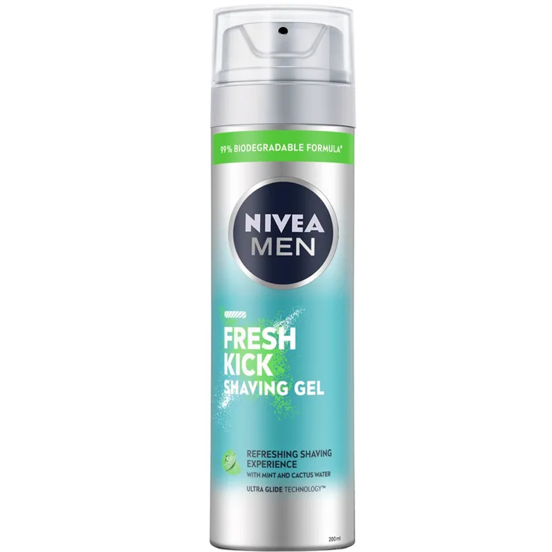 Nivea Men Fresh Kick Shaving Gel Ανδρικό Αναζωογονητικό Gel Ξυρίσματος με Νερό Κάκτου & Μέντα 200ml