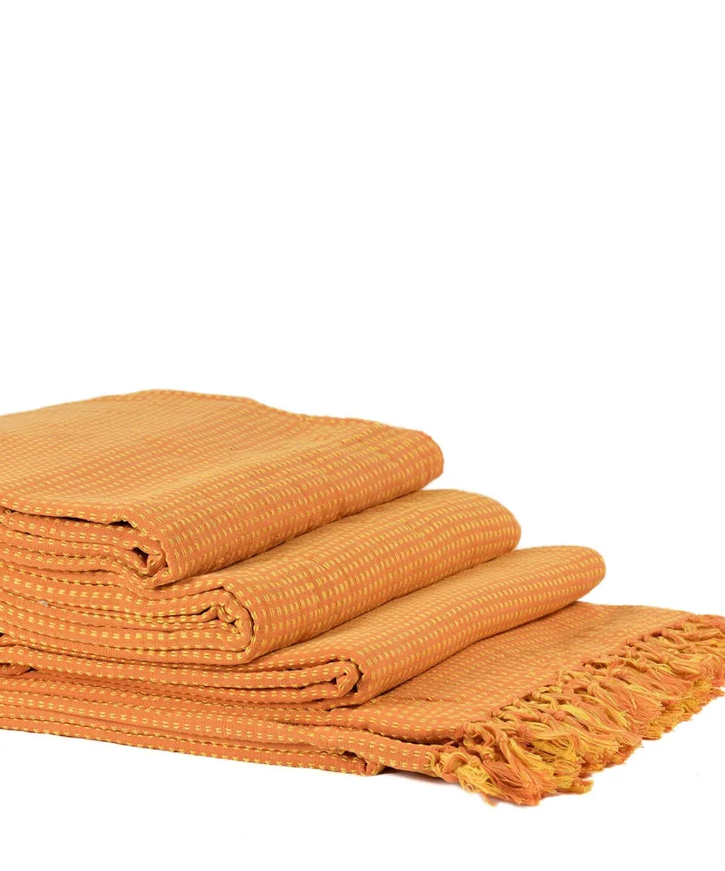 Σετ Ριχτάρια 3 Τεμαχίων Silk Fashion Dobby Πορτοκαλί/Κίτρινο