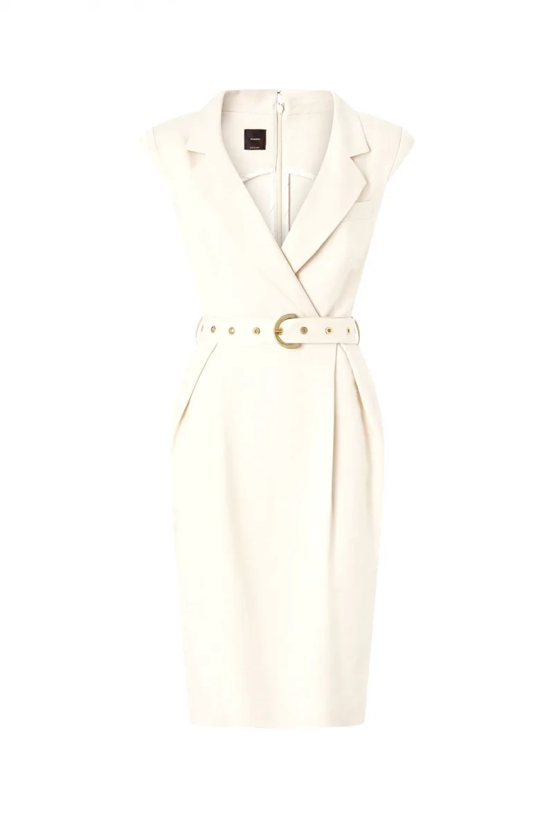 PINKO ΦΟΡΕΜΑ ΚΡΟΥΑΖΕ ΜΕ ΖΩΝΗ AMADINE DRESS ΚΡΕΜ