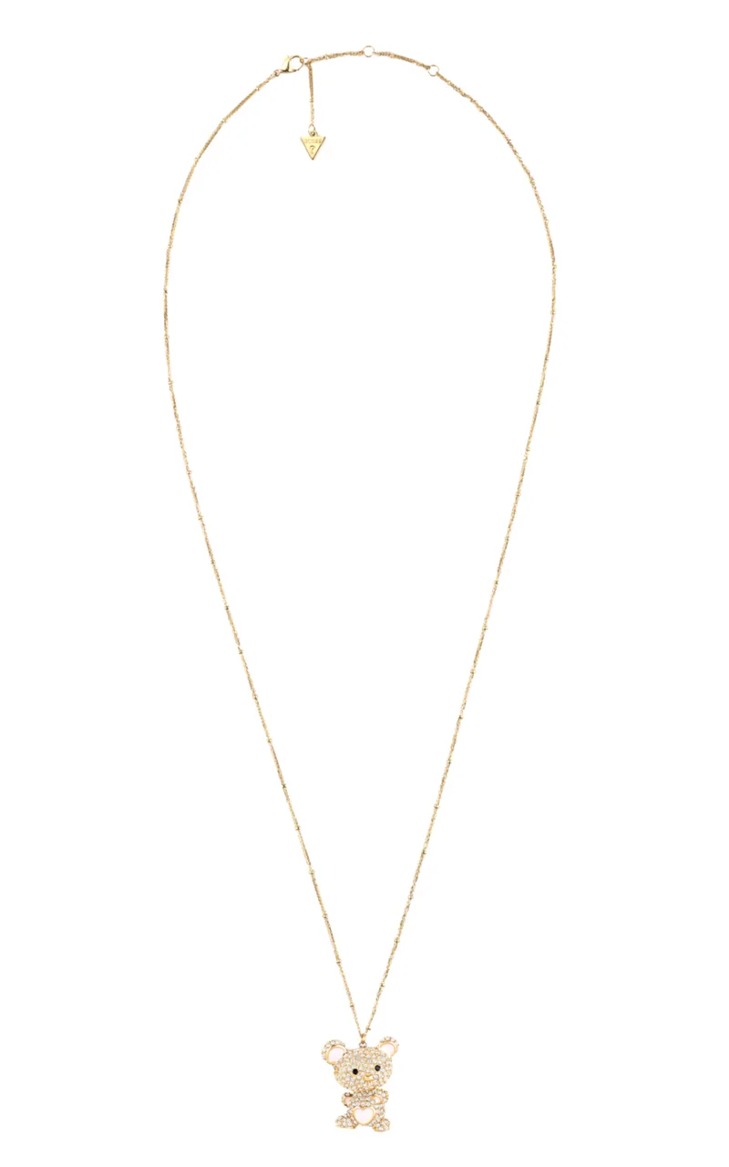 GUESS STEEL VINTAGE GUESS JUBN05139JWYGT/U Κολιέ Χρυσό Με Αρκουδάκι Με Πέτρες
