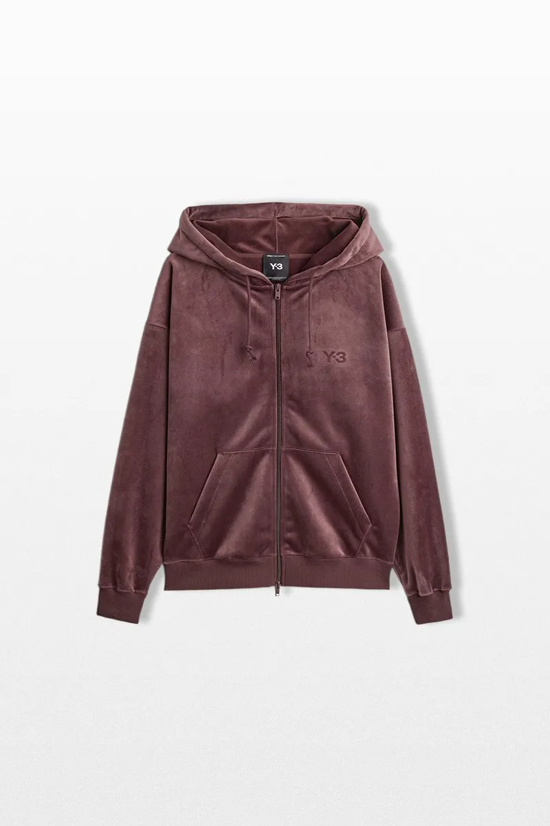 Y-3 Ανδρικό Μπορντό Velvet Corduroy Zipper Hoodie