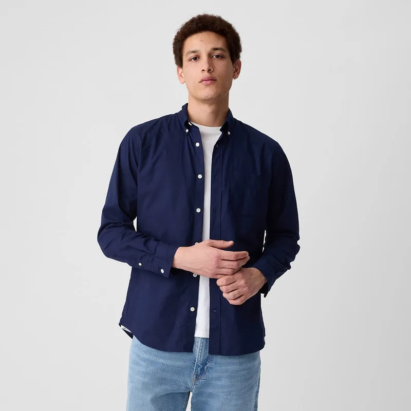 Πουκάμισο GAP Slim-Fit Poplin Shirt Tapestry Navy M