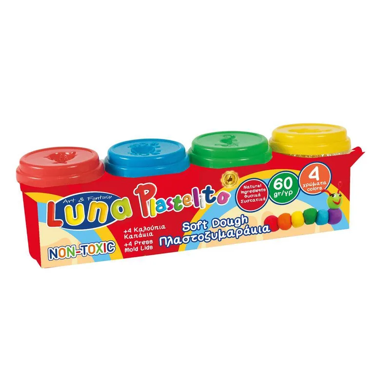Plastelito 60GR Χ 4 ΧΡΩΜΑΤΑ