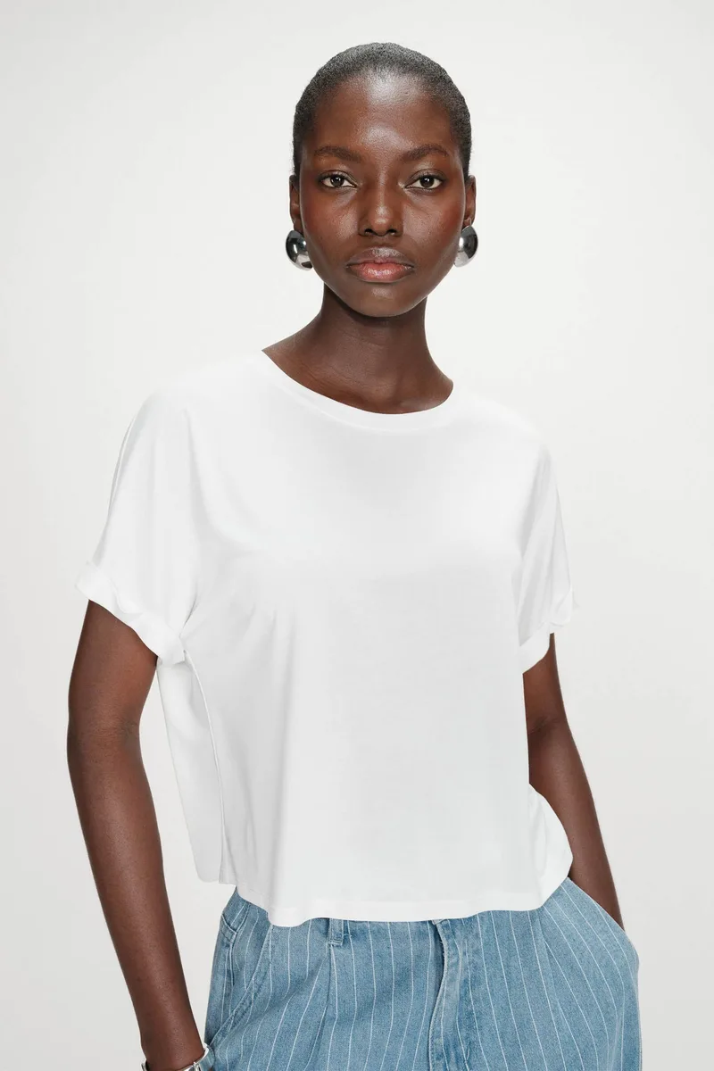 Grace & Mila γυναικείο T-shirt oversized μονόχρωμο "Parma" - PARMA/SS26 Κρέμ