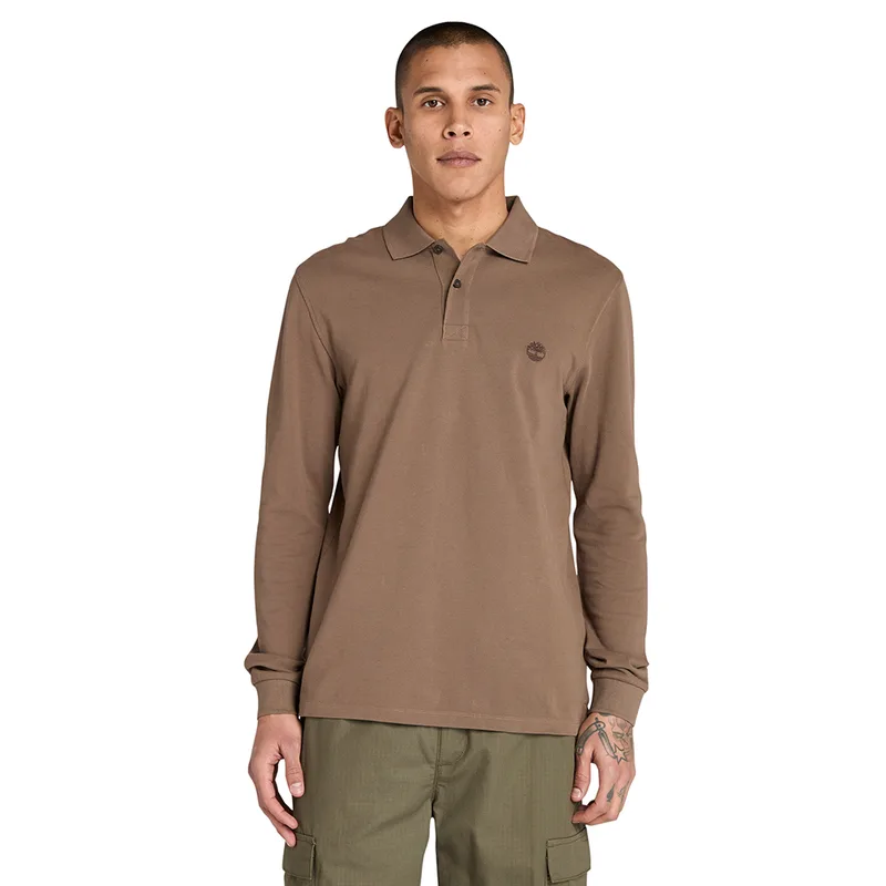 Timberland Ανδρική Μπλούζα LS Millers River Pique Polo TB0A6VD2BK0 Καφέ
