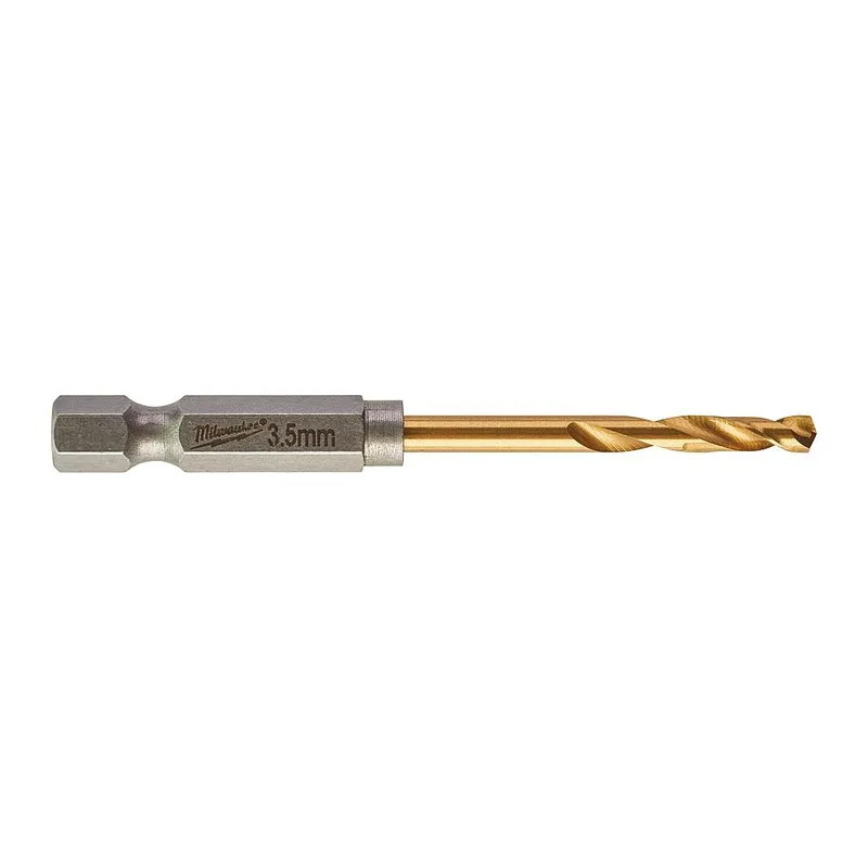 Τρυπάνι Αέρος Τιτανίου 1/4" Φ3.5mm MILWAUKEE HSS-G TIN RED HEX Σετ 2Τμχ