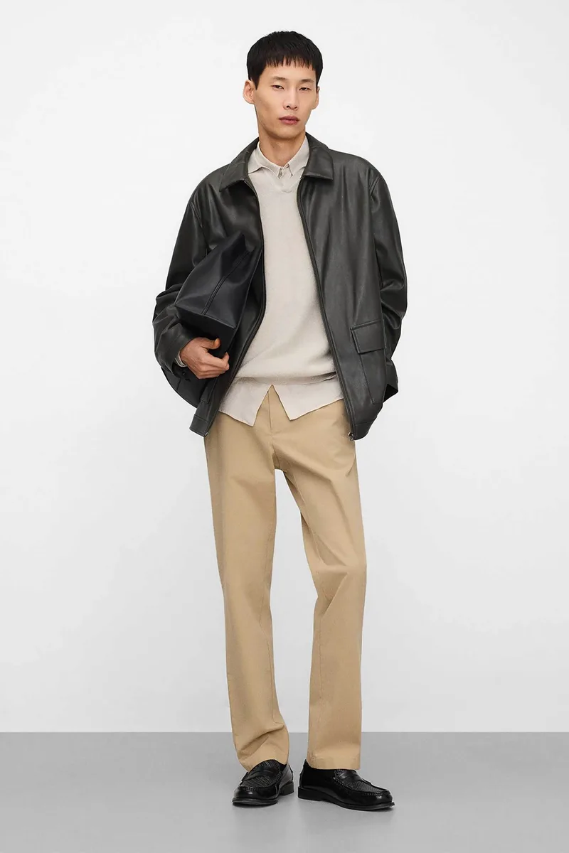 Adolfo Domínguez ανδρικό παντελόνι chino Regular Fit - 168561036 Μπεζ