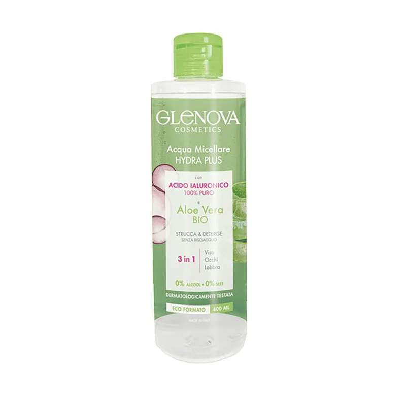 Glenova Hydra Plus Micellar Water With Hyaluronic Acid And Organic Aloe Vera 400 ml