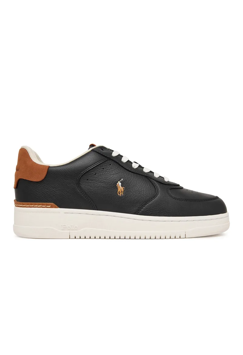 ΑΝΔΡΙΚΑ ΠΑΠΟΥΤΣΙΑ POLO RALPH LAUREN MASTERS CRT SNEAKERS ΔΕΡΜΑ ΜΑΥΡΟ