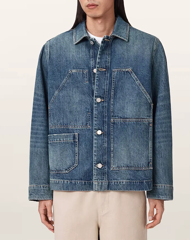 ALL SAINTS MUKESH EMB JACKET M052OE-Mid Indigo DenimBlue