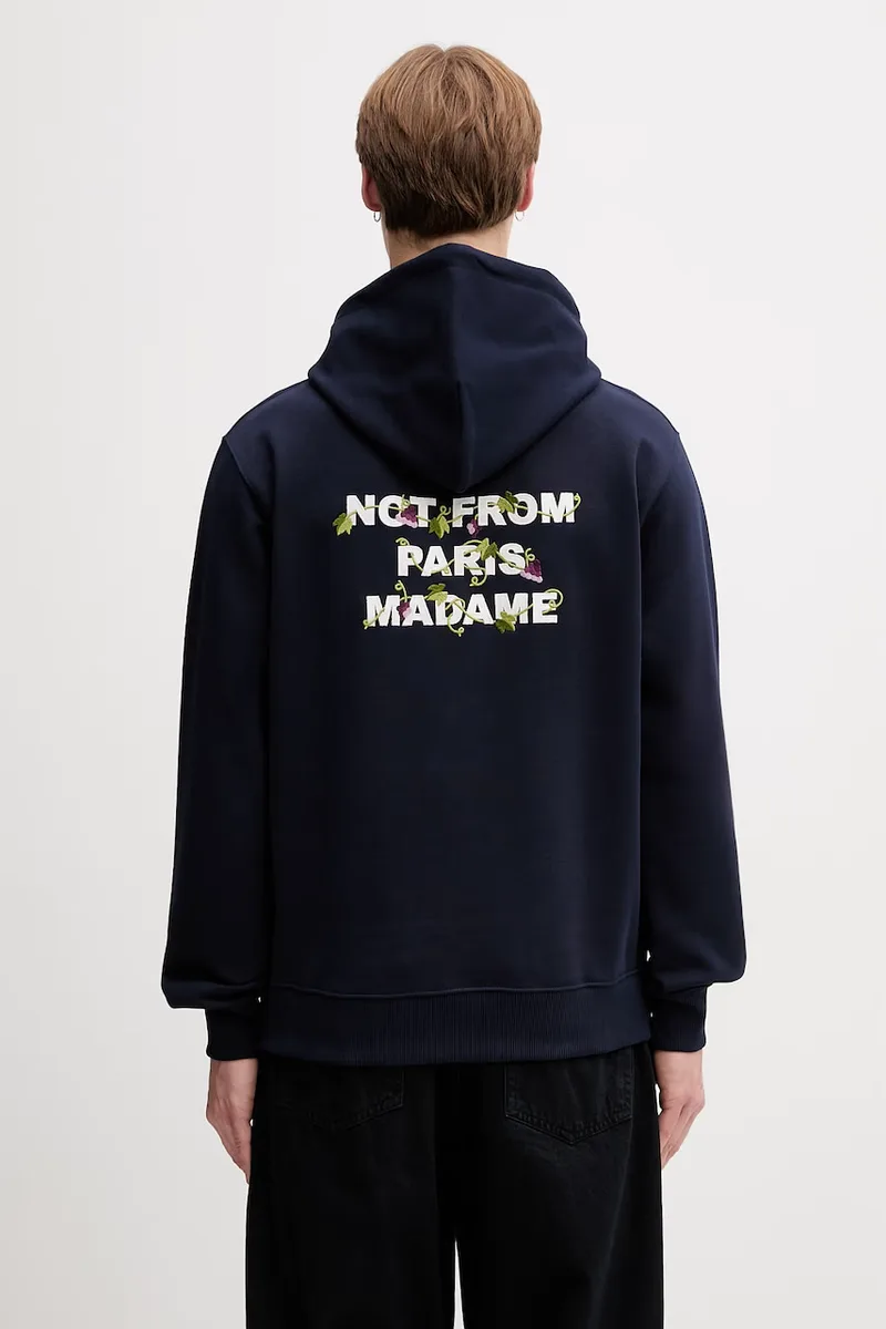 Drôle de Monsieur μπλούζα με κουκούλα ανδρική βαμβακερή Vine Embroidered Slogan