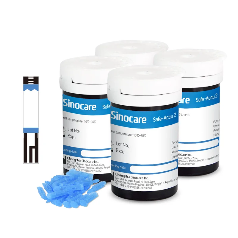 Sinocare Safe Accu 2 Blood Sugar Monitor with Advanced Technology, 200 Memory to Know Value Changes | No Meter+Only 100pcs×(strips+lancets) | mmol/l