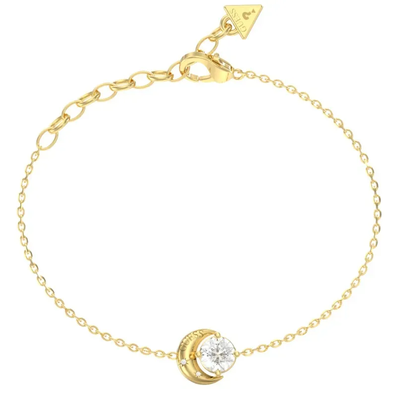 Βραχιόλι με φεγγάρι και λευκή πέτρα Guess Aurora Χρυσό Stainless Steel JUBB06234JWYGL JUBB06234JWYGL Ατσάλι