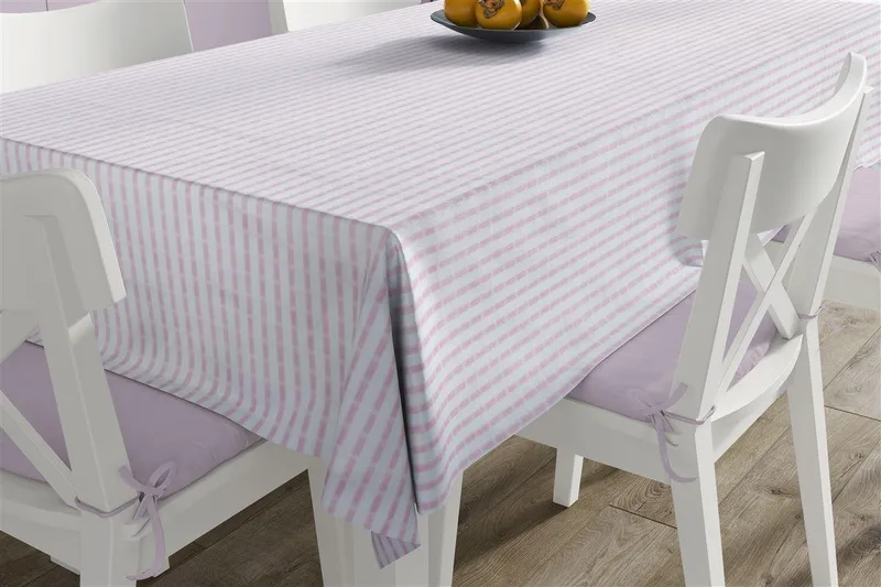 Ανεξίτηλο Τραπεζομάντηλο Dimcol White-Ροζ 140X140