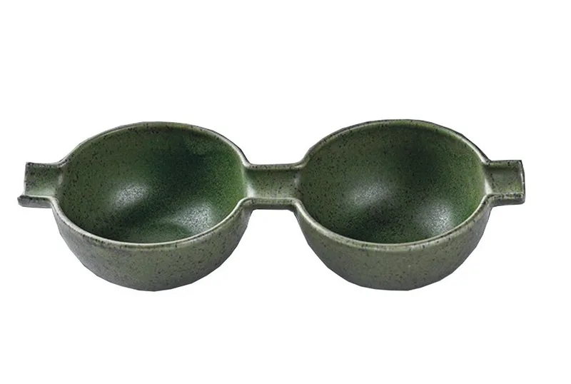 FM Μπολ - Dip Πορσελάνης Διπλό Wings Olive Green 23Χ8cm
