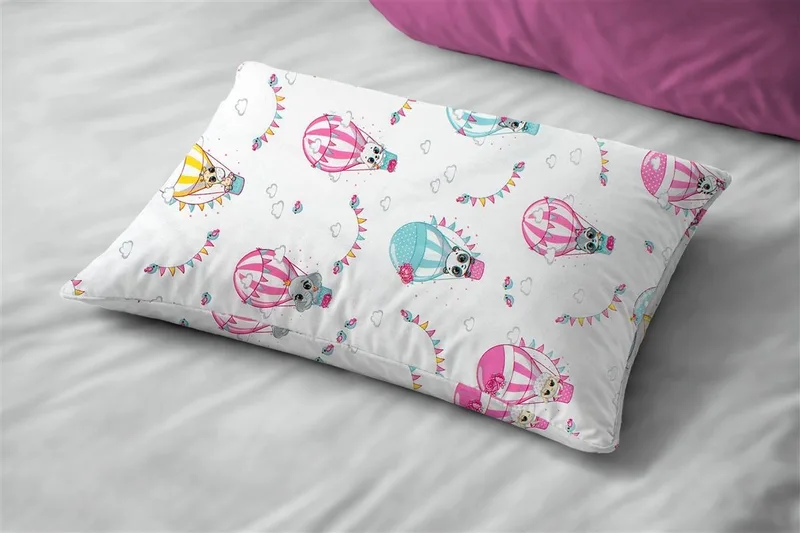 Βρεφική Μαξιλαροθήκη Dimcol The Floating Zoo 597 35x45 White-Pink
