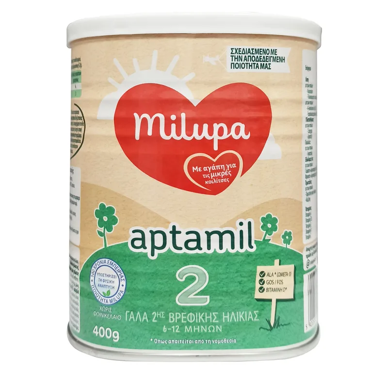 Milupa Aptamil 2 Γάλα Δεύτερης Βρεφικής Ηλικίας από 6 έως 12 Μηνών 400gr