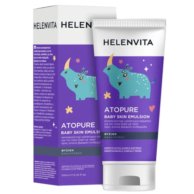 Helenvita Atopure Baby Emulsion Γαλάκτωμα για Πρόσωπο & Σώμα για το Πολύ Ευαίσθητο Βρεφικό & Παιδικό Δέρμα με Τάση προς Ατοπία 200ml