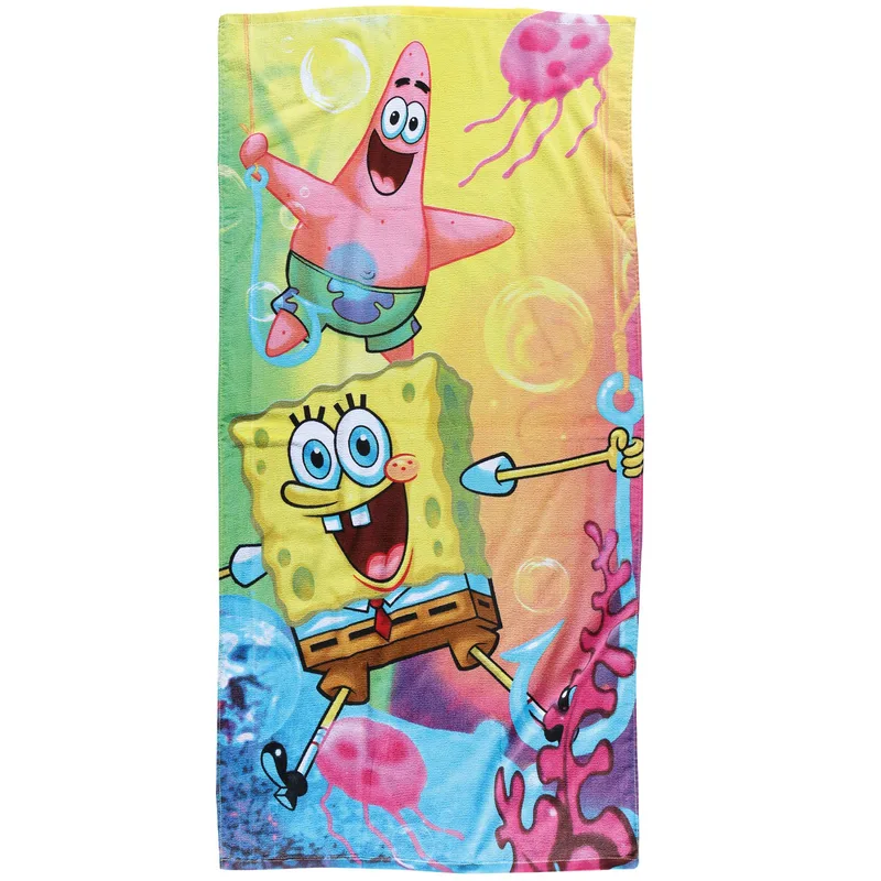 Πετσέτα Θαλάσσης Βαμβακερή 70x140εκ. SpongeBob 5867 Γαλάζια-Κίτρινη-Ροζ Disney (Ύφασμα: Βαμβάκι 100%, Χρώμα: Ροζ) - Disney - 420708705867