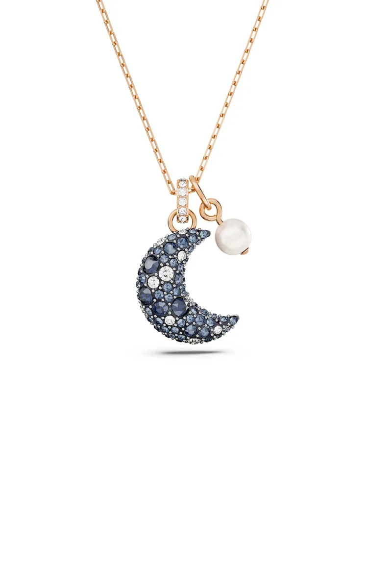 Swarovski γυναικείο μενταγιόν φεγγάρι, πολύχρωμο, επιμετάλλωση σε ροζ χρυσαφί τόνο "Sublima" - 5671585