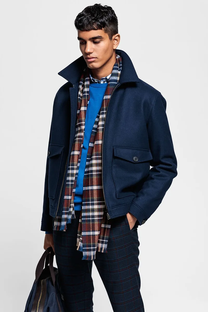 Gant ανδρικό κοντό παλτό Wool Windcheater - 7006009 Μπλε Σκούρο