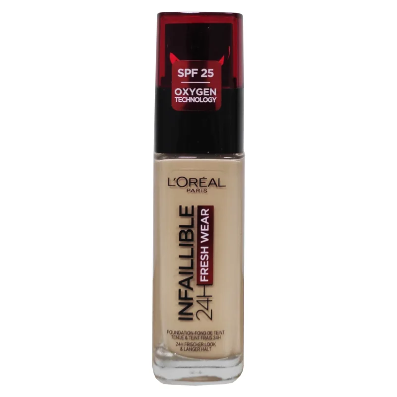 L'Oreal Paris Infaillible 24H Fresh Wear Foundation SPF25, 30ml Μέικαπ με Αντηλιακό Δείκτη Προστασίας για Πλήρη Κάλυψη, με Μεγάλη Διάρκεια - 100 Linen