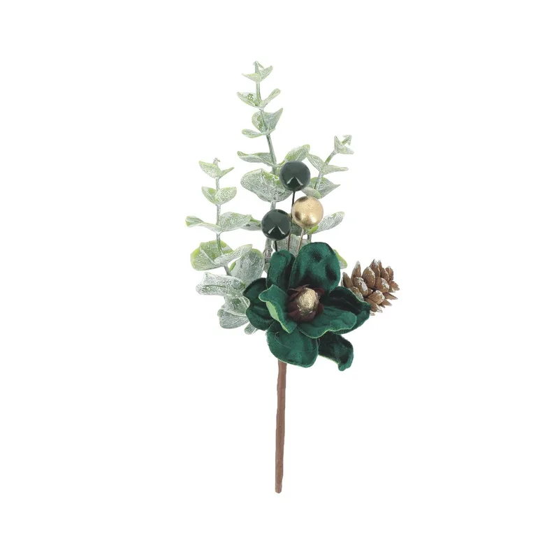 Beauty Home Κλαδί βελούδο σκούρο πράσινο με χρυσό 18 cm