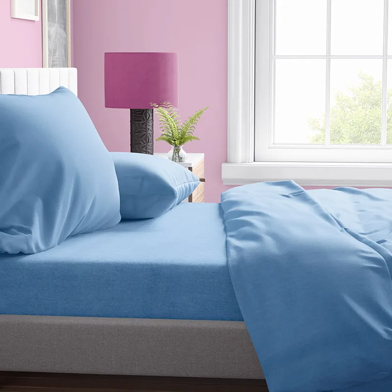 Σεντόνια Υπέρδιπλα (Σετ) 220X240 Dimcol Solid Sky Blue Χωρίς Λάστιχο (220x240)