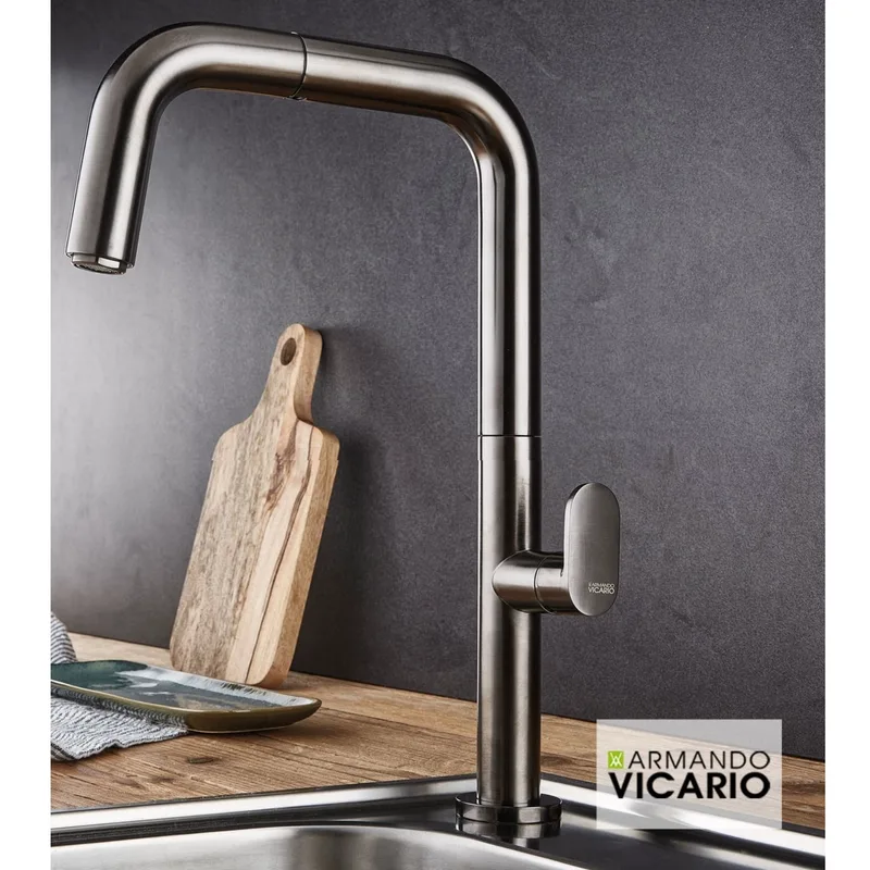 Μπαταρία Kουζίνας Armando Vicario Eva 400746-410 Μαύρο Βουρτσισμένο (Ύψος 35.5cm)