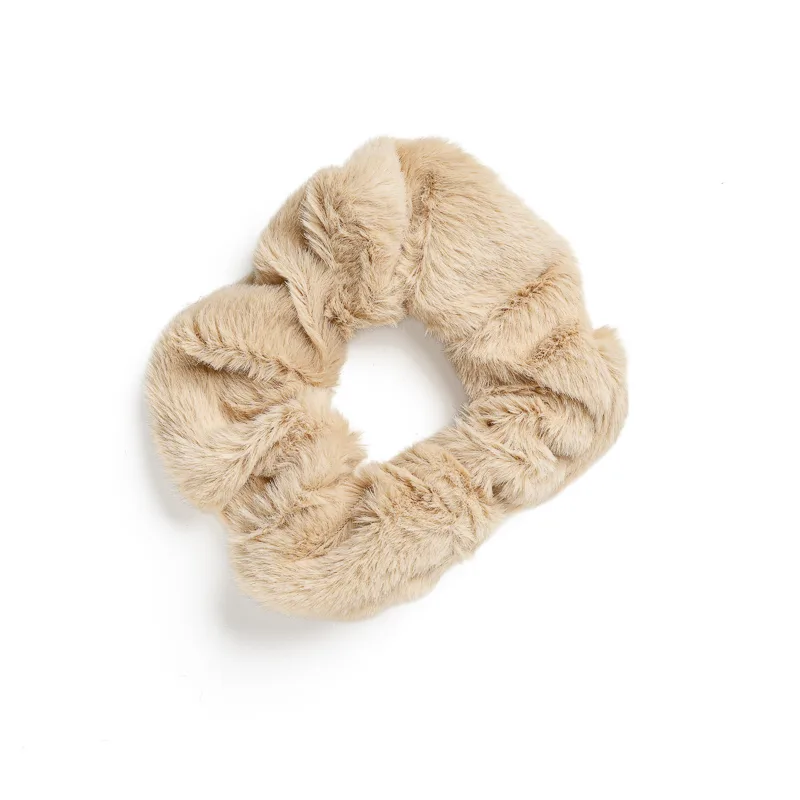 Μπεζ Γούνινο Scrunchie