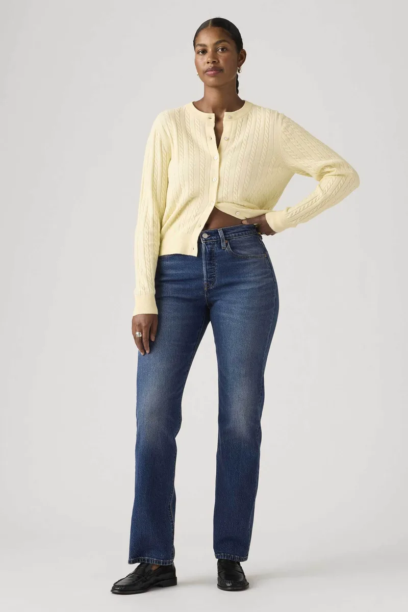 Levi's® γυναικείο τζιν παντελόνι ψηλόμεσο πεντάτσεπο Straight Fit "501® Curve" - 0066J0001 Denim Blue Σκούρο