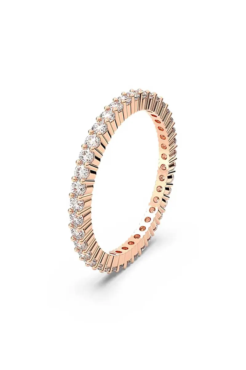 Swarovski γυναικείο δαχτυλίδι στρογγυλή κοπή, λευκό, φινίρισμα σε σαμπανί τόνο "Matrix Vittore" (52) - 5656302