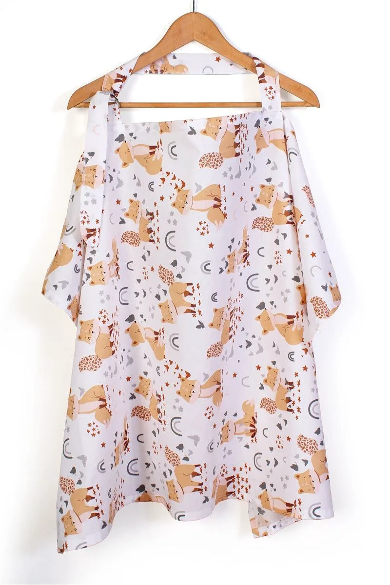 Ποδιά Θηλασμού Dimcol Cute Fox 02 105x70 White-Beige