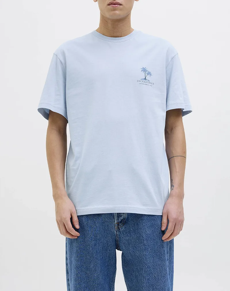 JACK&JONES JJSUMMER VIBES TEE SS CREW NECK LN 12269372-Chambray Blue LightBlue