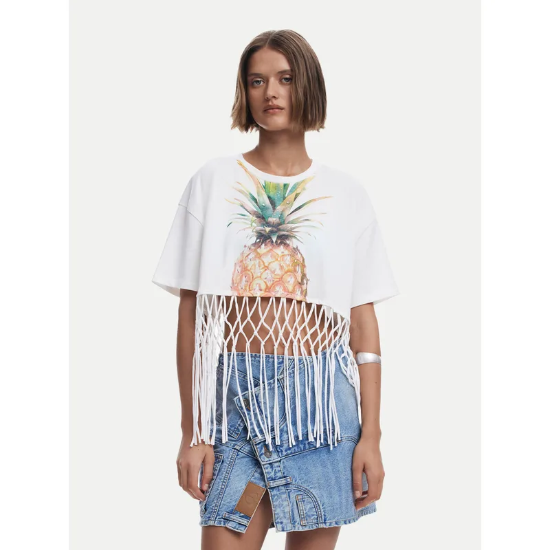 Desigual T-Shirt 25SWTKAN Εκρού Regular Fit