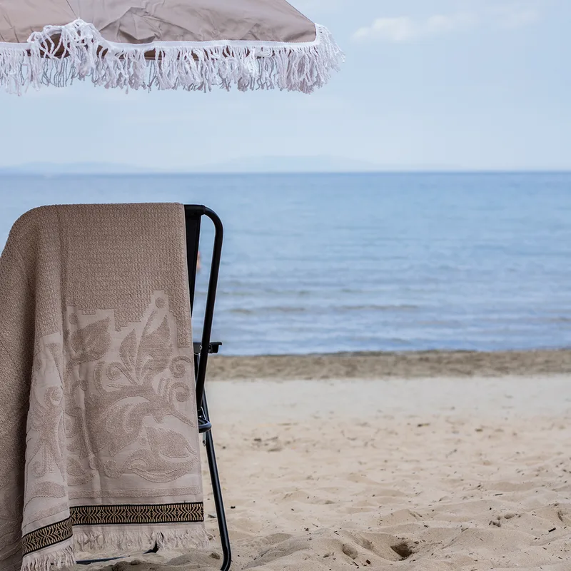 Πετσέτα Θαλάσσης (80x150) White Fabric Solmira Μπεζ