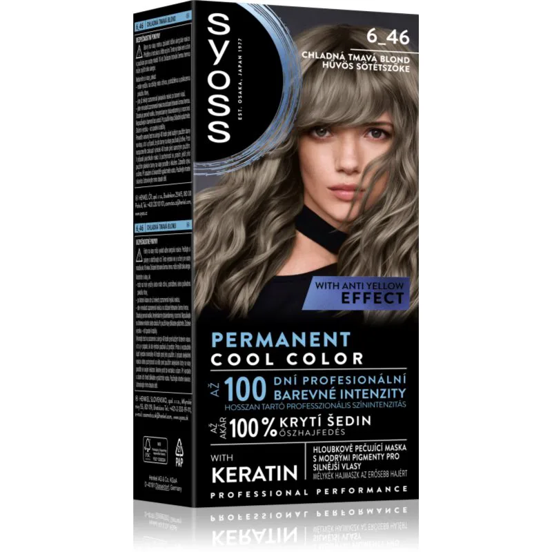 Syoss Permanent Cool Color μόνιμη βαφή μαλλιών με ψυχρούς υποτόνους απόχρωση 6_46 Cool Dark Blond 1 τμχ