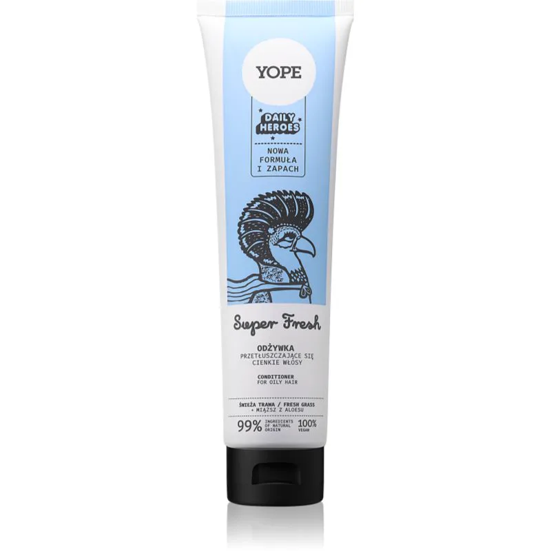 Yope Daily Heroes Fresh Conditioner Fresh Grass μαλακτικό για όγκο για λιπαρά μαλλιά 170 ml