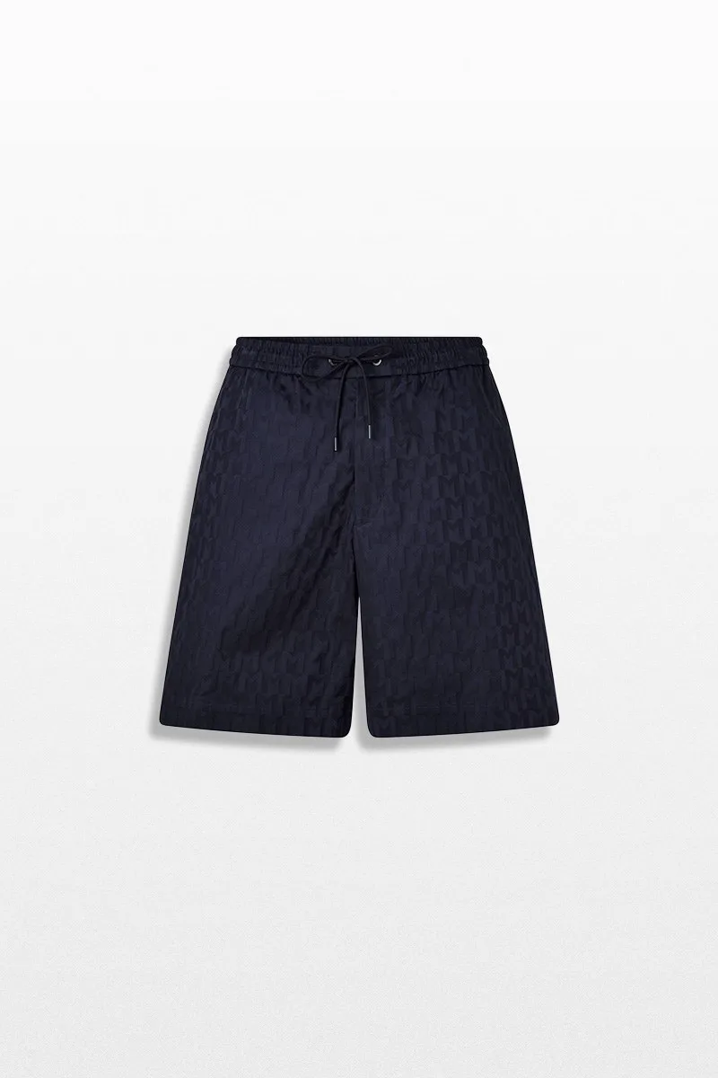 MONCLER Ανδρικό Μαύρο Dark Blue Monogram Jacquard Cotton Shorts