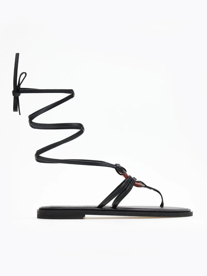 IRIS Leather Sandals with Bone Detail - 23/33PR - Black