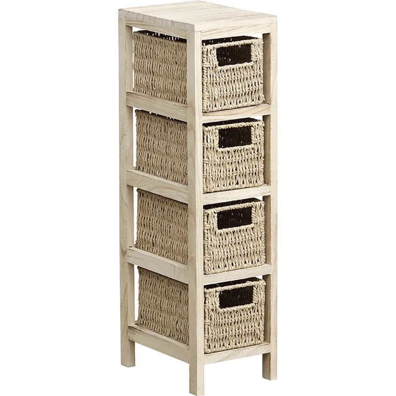 Συρταριέρα MDF Με 4 Συρτάρια 17x24x65εκ. Μπεζ MRShome 1237000 (Υλικό: Mdf, Χρώμα: Μπεζ) - sealskin - sl-DS-1237000