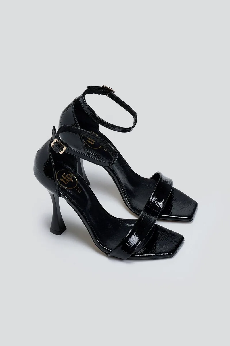 TFP Patent Ankle Strap Sandals - 6523 - Black