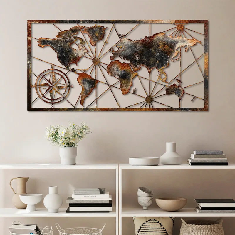 Μεταλλικό Διακοσμητικό Τοίχου World Map Large - 3 891Tnl2426 120x60 cm