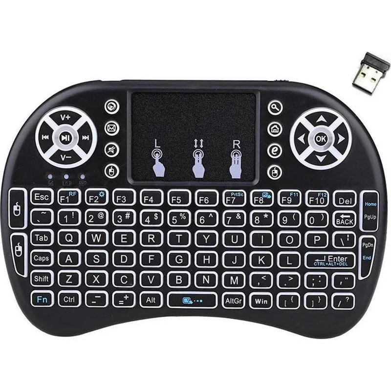 Keywin Mini Rii i8+ Ασύρματο Πληκτρολόγιο με Touchpad Αγγλικό US