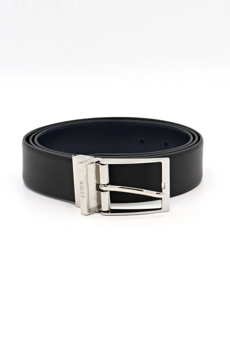 BOSS ΖΩΝΗ REVERSIBLE OFEDE-P_35 SP ΜΑΥΡΟ-ΜΠΛΕ