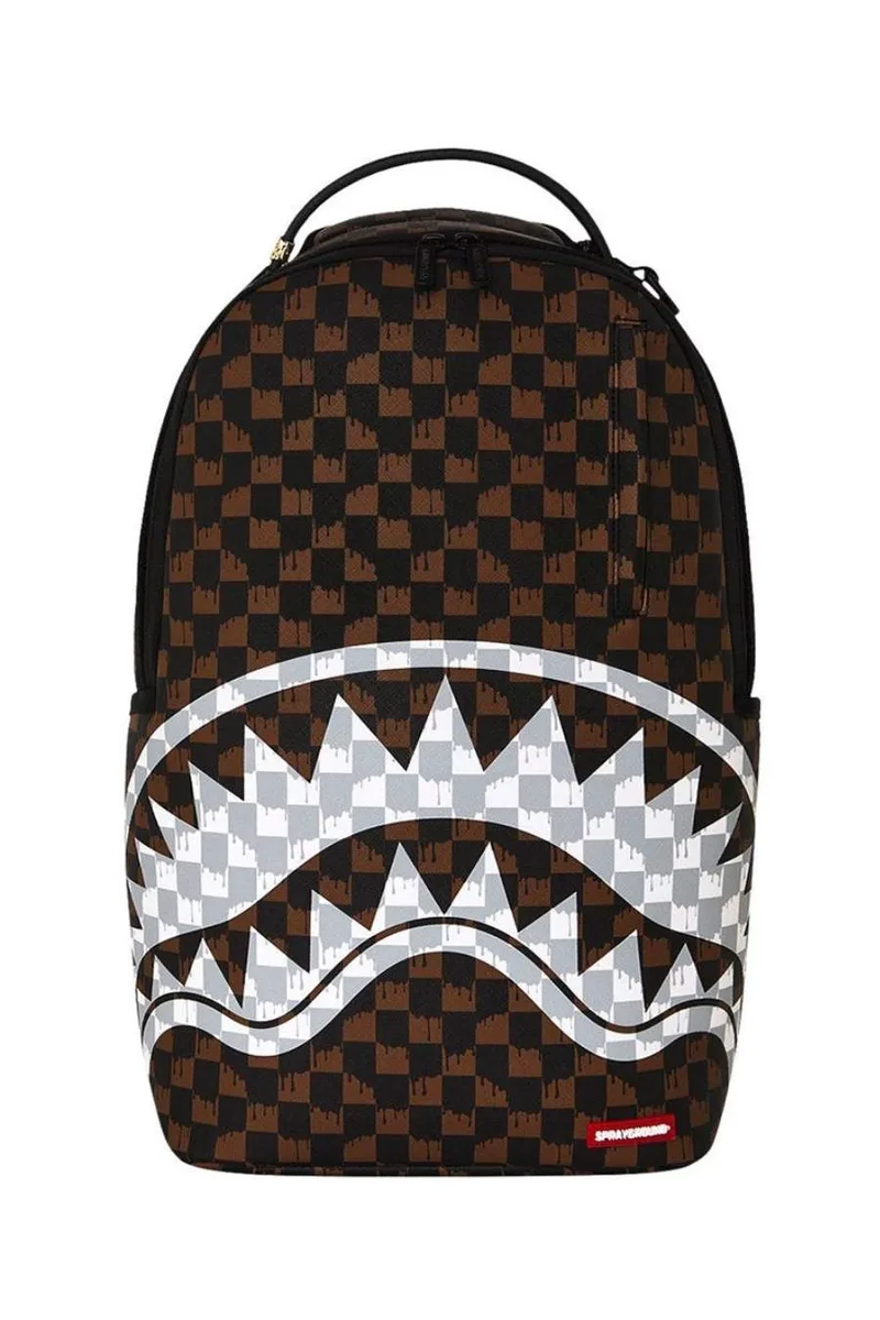 SPRAYGROUND Σακίδια πλάτης - Backpacks BROWN AND CREAM DRIP CHECK SHARK BACKPACK - MULTI-B8552-MULTI