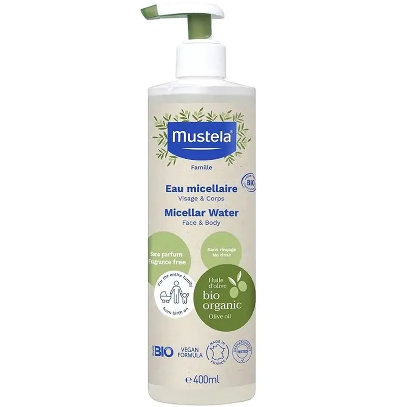 Mustela Face & Body Micellar Water Μικκυλιακό Νερό Καθαρισμού με Βιολογικό Ελαιόλαδο 400ml