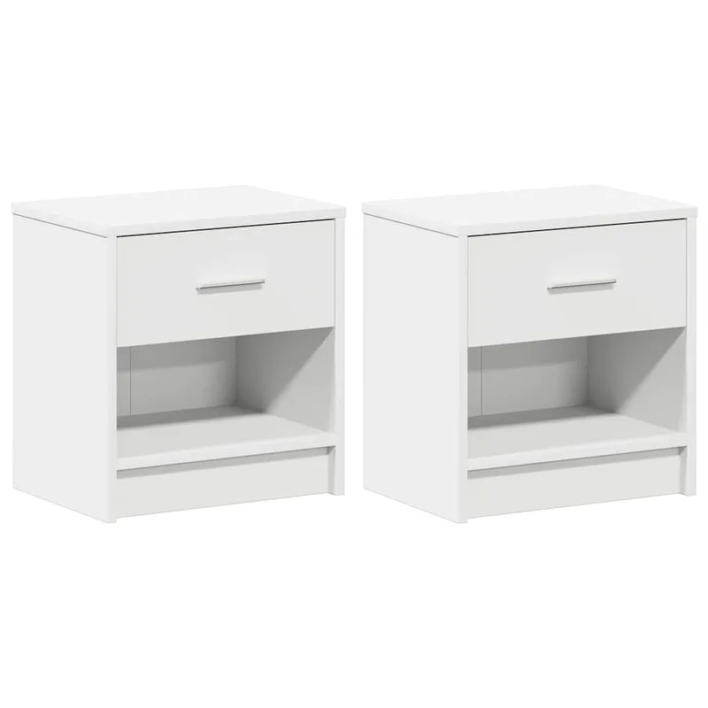 vidaXL Κομοδίνα 2 τεμ. με Συρτάρι Λευκά 39x28x41 εκ.